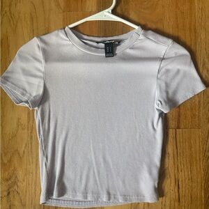 Charlotte Russe Ribbed Short Sleeve Tee in White